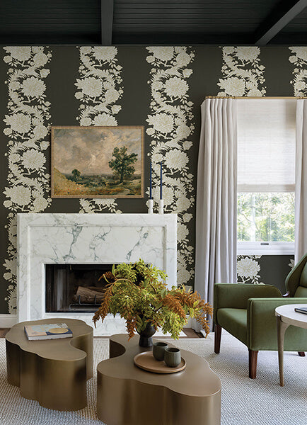 gisela-black-floral-columns-wallpaper-york-wallcoverings-4173-27641 - York Wallcoverings Wallpaper