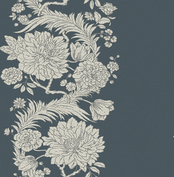 gisela-blue-floral-columns-wallpaper-york-wallcoverings-4173-27642 - York Wallcoverings Wallpaper