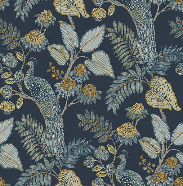 geneva-dark-blue-peacock-paradise-wallpaper-york-wallcoverings-4173-27643 - York Wallcoverings Wallpaper