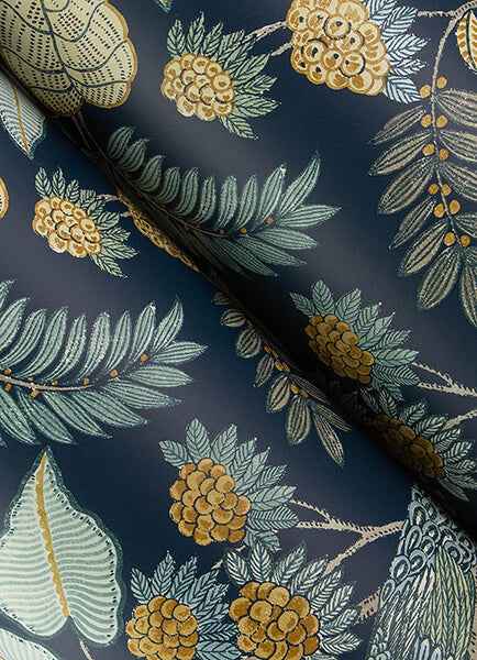 Geneva Dark Blue Peacock Paradise Wallpaper - York Wallcoverings - 4173-27643 - York Wallcoverings Wallpaper