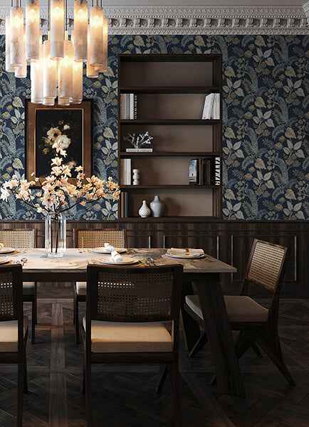 Geneva Dark Blue Peacock Paradise Wallpaper - York Wallcoverings - 4173-27643 - York Wallcoverings Wallpaper