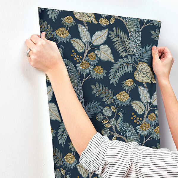 geneva-dark-blue-peacock-paradise-wallpaper-york-wallcoverings-4173-27643 - York Wallcoverings Wallpaper