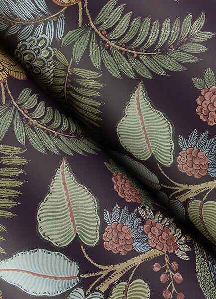 Geneva Plum Peacock Paradise Wallpaper - York Wallcoverings - 4173-27644 - York Wallcoverings Wallpaper