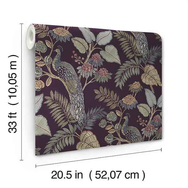 Geneva Plum Peacock Paradise Wallpaper - York Wallcoverings - 4173-27644 - York Wallcoverings Wallpaper