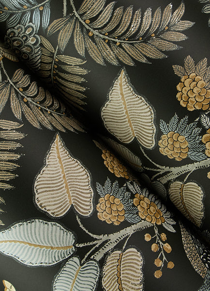 Geneva Black Peacock Paradise Wallpaper - York Wallcoverings - 4173-27646 - York Wallcoverings Wallpaper