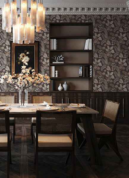Geneva Chocolate Peacock Paradise Wallpaper - York Wallcoverings - 4173-27647 - York Wallcoverings Wallpaper