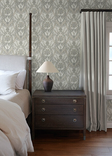 collins-light-blue-damask-wallpaper-york-wallcoverings-4173-27655 - York Wallcoverings Wallpaper