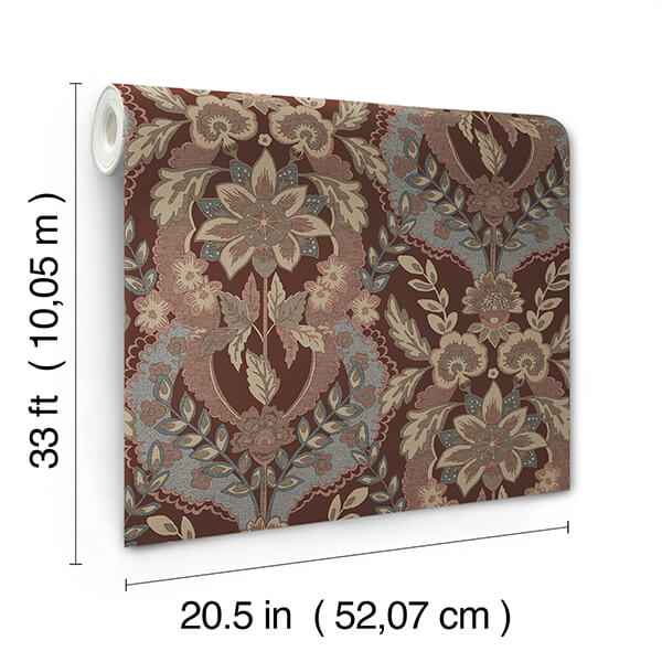 Collins Plum Damask Wallpaper - York Wallcoverings - 4173-27656 - York Wallcoverings Wallpaper
