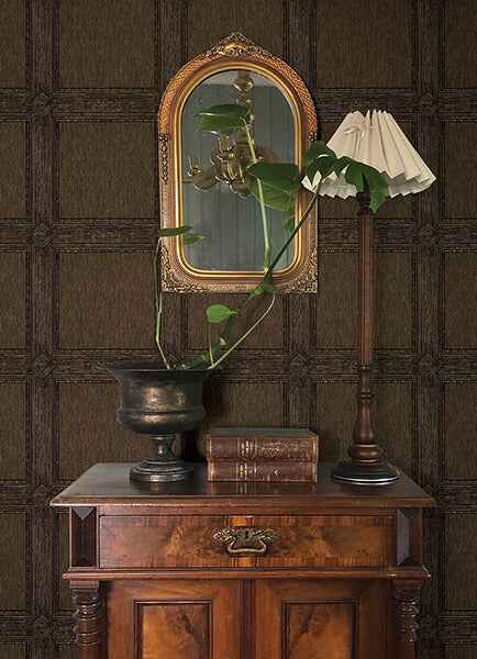 Moorland Dark Brown Wood Panel Wallpaper - York Wallcoverings - 4173-27659 - York Wallcoverings Wallpaper
