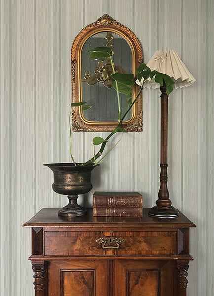 Ames Seafoam Linen Stripe Wallpaper - York Wallcoverings - 4173-27664