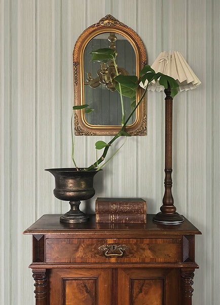 Ames Seafoam Linen Stripe Wallpaper - York Wallcoverings - 4173-27664 - York Wallcoverings Wallpaper
