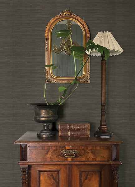 Mycroft Slate Grasscloth Wallpaper - York Wallcoverings - 4173-82103 - York Wallcoverings Wallpaper
