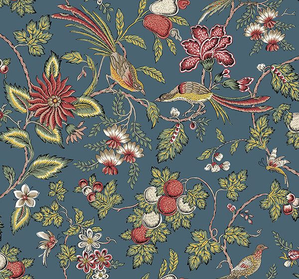 parterre-indigo-jacobean-wallpaper-york-wallcoverings-vp1311 - York Wallcoverings Wallpaper