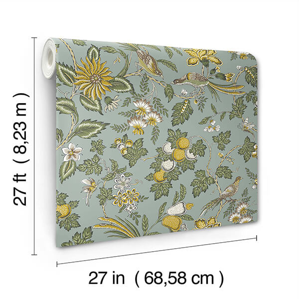 parterre-light-blue-jacobean-wallpaper-york-wallcoverings-vp1315 - York Wallcoverings Wallpaper