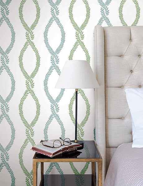 Laureate Light Green Vine Trellis Wallpaper - York Wallcoverings - VP1321