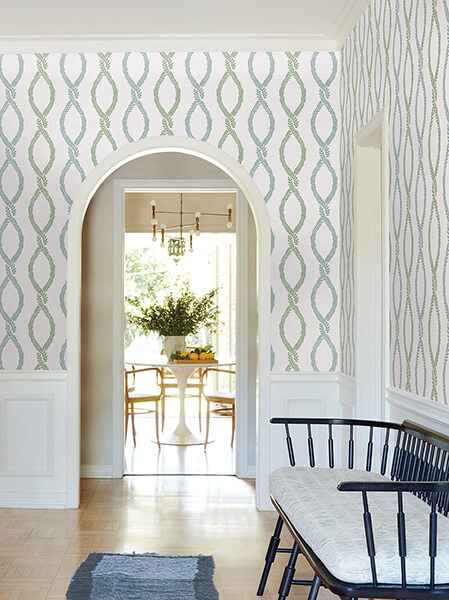 Laureate Light Green Vine Trellis Wallpaper - York Wallcoverings - VP1321 - York Wallcoverings Wallpaper