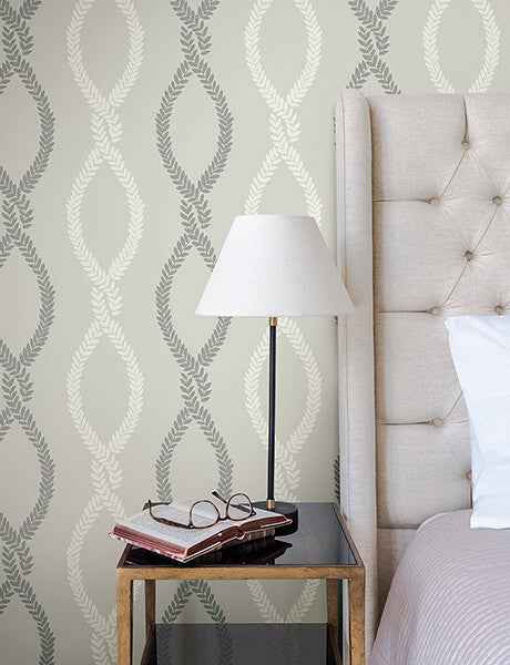 Laureate Grey Vine Trellis Wallpaper - York Wallcoverings - VP1323