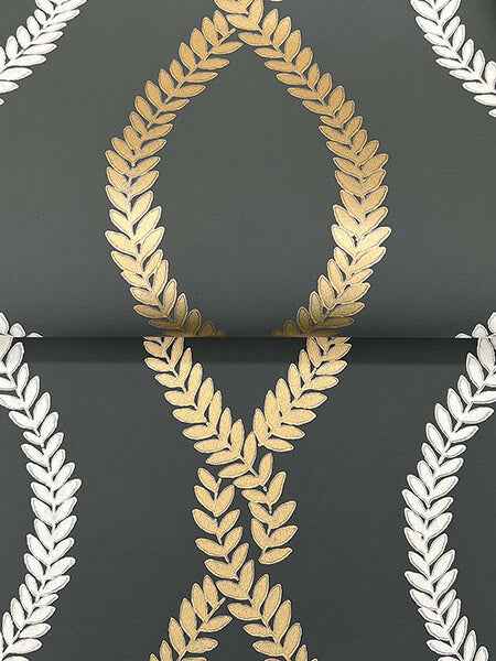 Laureate Black Vine Trellis Wallpaper - York Wallcoverings - VP1324 - York Wallcoverings Wallpaper