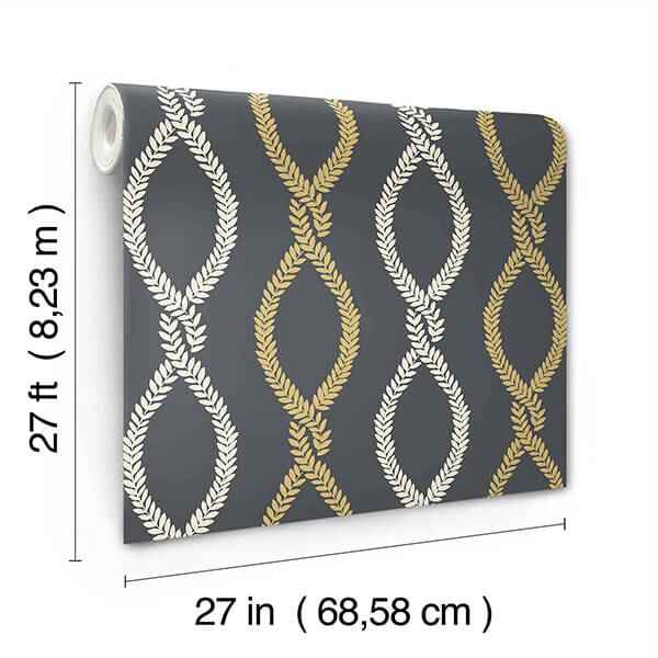 Laureate Black Vine Trellis Wallpaper - York Wallcoverings - VP1324 - York Wallcoverings Wallpaper