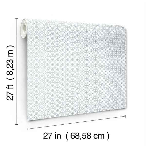 Priti Light Blue Floral Grid Wallpaper - York Wallcoverings - VP1331 - York Wallcoverings Wallpaper
