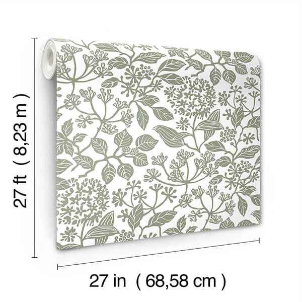 Rowen Olive Botanical Wallpaper - York Wallcoverings - VP1343 - York Wallcoverings Wallpaper