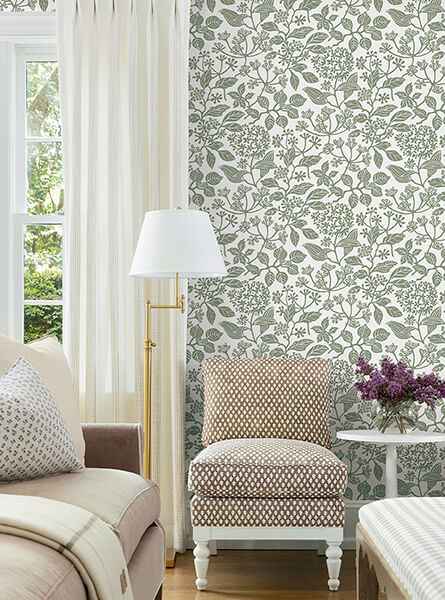 Rowen Olive Botanical Wallpaper - York Wallcoverings - VP1343 - York Wallcoverings Wallpaper