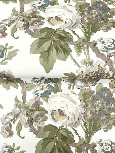 Beatrix Neutral Vintage Floral Wallpaper - York Wallcoverings - VP1353 - York Wallcoverings Wallpaper