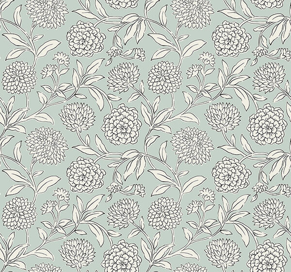 chatsworth-garden-sky-blue-floral-trail-wallpaper-york-wallcoverings-vp1361 - York Wallpaper Wallpaper