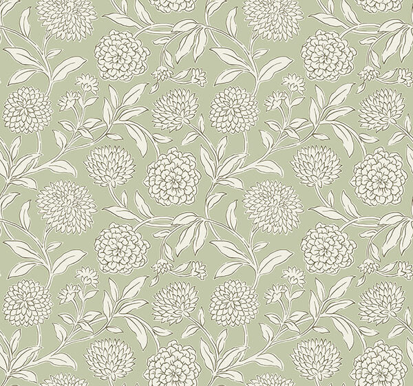 chatsworth-garden-light-green-floral-trail-wallpaper-york-wallcoverings-vp1362 - York Wallpaper Wallpaper