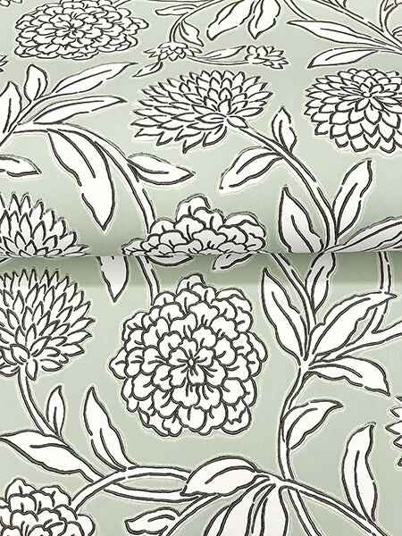 Chatsworth Garden Light Green Floral Trail Wallpaper - York Wallcoverings - VP1362 - York Wallcoverings Papel pintado
