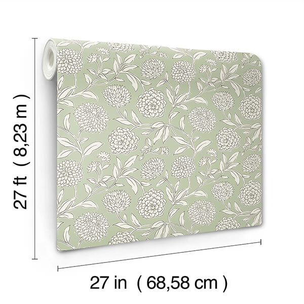 chatsworth-garden-light-green-floral-trail-wallpaper-york-wallcoverings-vp1362 - York Wallpaper Wallpaper