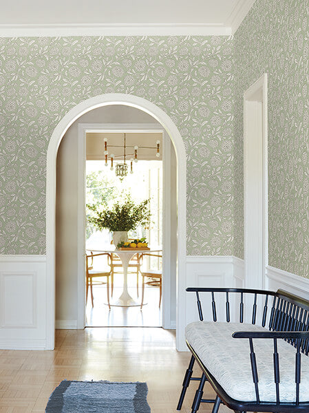 chatsworth-garden-light-green-floral-trail-wallpaper-york-wallcoverings-vp1362 - York Wallpaper Wallpaper