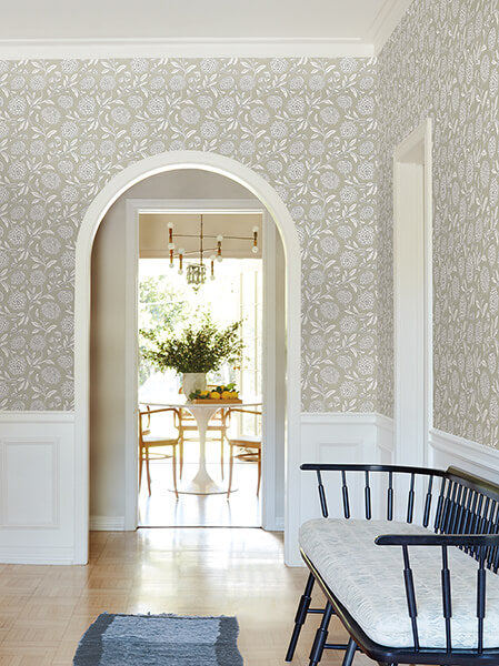 chatsworth-garden-taupe-floral-trail-wallpaper-york-wallcoverings-vp1363 - York Wallpaper Wallpaper
