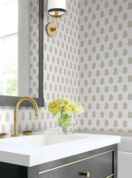 Sylvie Neutral Floral Wallpaper - York Wallcoverings - VP1382