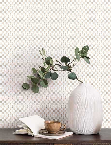 Brioni Rose Floral Stamp Wallpaper - York Wallcoverings - VP1394 - York Wallcoverings Wallpaper