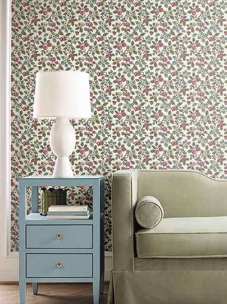 Framboise Merlot Berry Vines Wallpaper - York Wallcoverings - VP1411