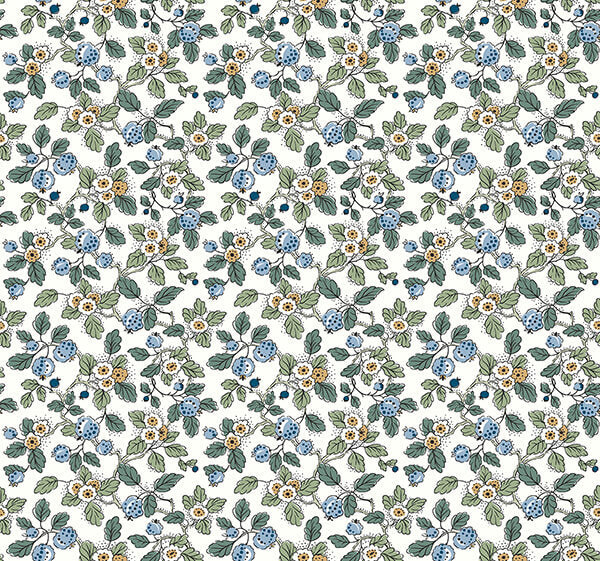 framboise-blue-berry-vines-wallpaper-york-wallcoverings-vp1413 - York Wallcoverings Wallpaper