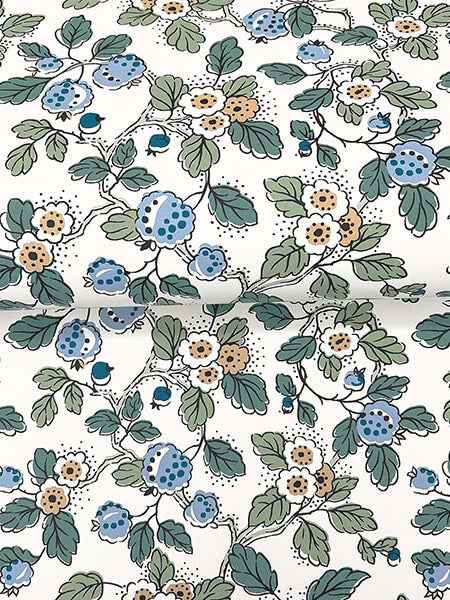 Framboise Blue Berry Vines Wallpaper - York Wallcoverings - VP1413 - York Wallcoverings Wallpaper