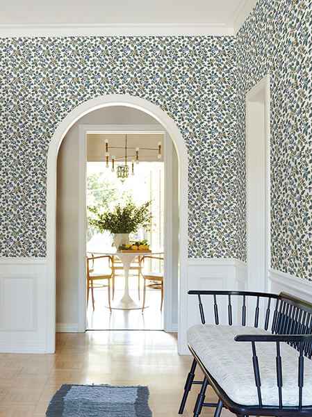 Framboise Blue Berry Vines Wallpaper - York Wallcoverings - VP1413 - York Wallcoverings Wallpaper