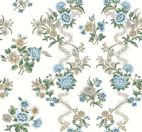 genevieve-sapphire-floral-trail-wallpaper-york-wallcoverings-vp1423 - York Wallcoverings Wallpaper