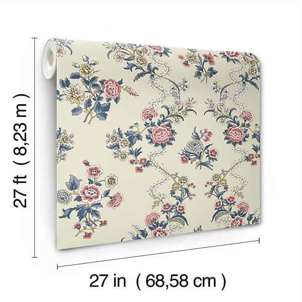 Genevieve Rose Floral Trail Wallpaper - York Wallcoverings - VP1424 - York Wallcoverings Wallpaper