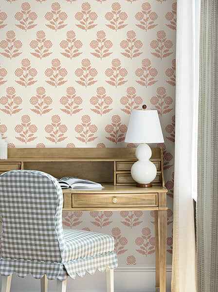 Souci Rose Marigolds Wallpaper - York Wallcoverings - VP1434 - York Wallcoverings Wallpaper