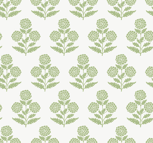 souci-green-marigolds-wallpaper-york-wallcoverings-vp1436 - York Wallcoverings Wallpaper