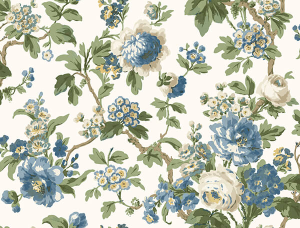 beatrix-blue-vintage-floral-wallpaper-york-wallcoverings-vp1352 - York Wallcoverings Wallpaper