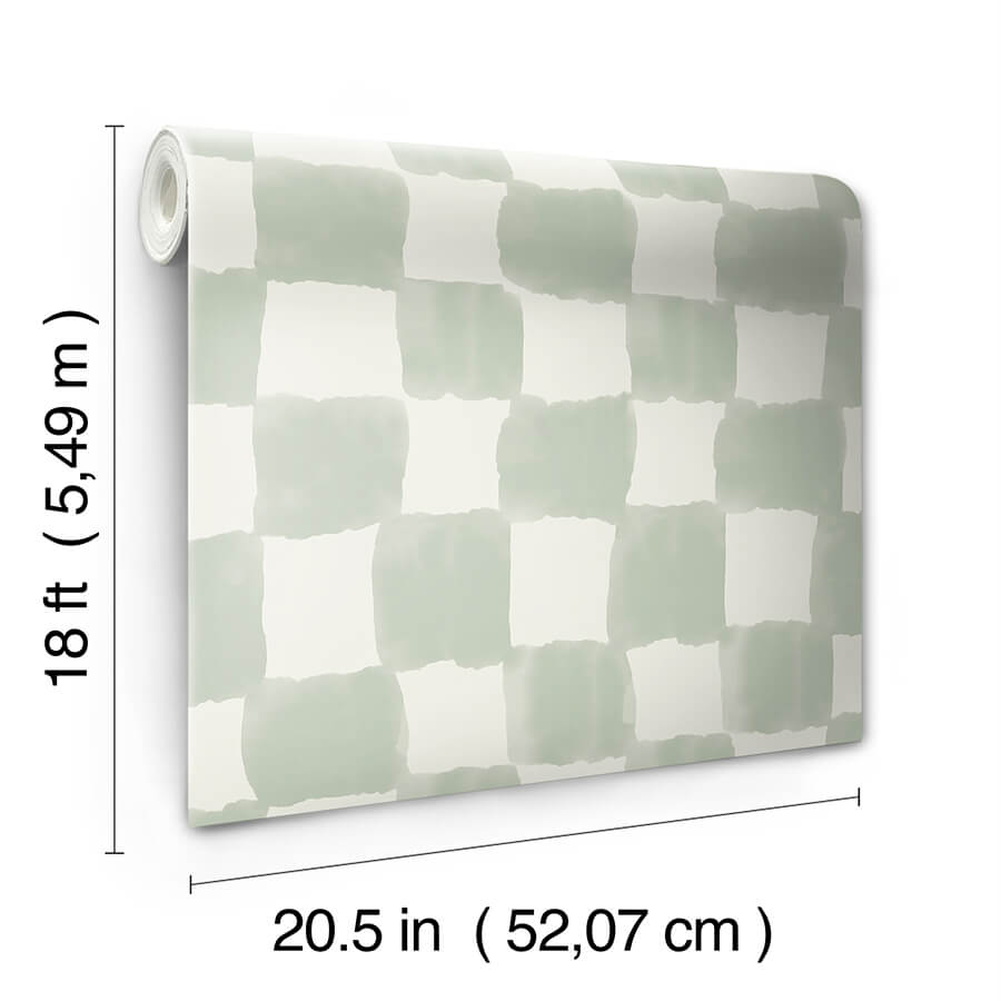 mr-kate-tess-watercolor-checker-sage-green-peel-and-stick-wallpaper-york-wallcoverings-rmws1316 - York Wallcoverings Wallpaper