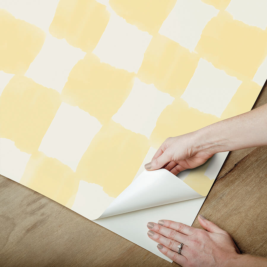 mr-kate-tess-watercolor-checker-pale-yellow-peel-and-stick-wallpaper-york-wallcoverings-rmws1317 - York Wallcoverings Wallpaper
