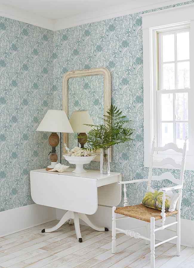 Under the Sea Teal Peel and Stick Wallpaper - York Wallcoverings - NUS6495 - York Wallcoverings Wallpaper