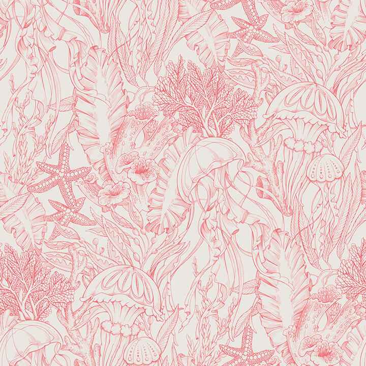 Under the Sea Coral Peel and Stick Wallpaper - York Wallcoverings - NUS6496 - York Wallcoverings Wallpaper