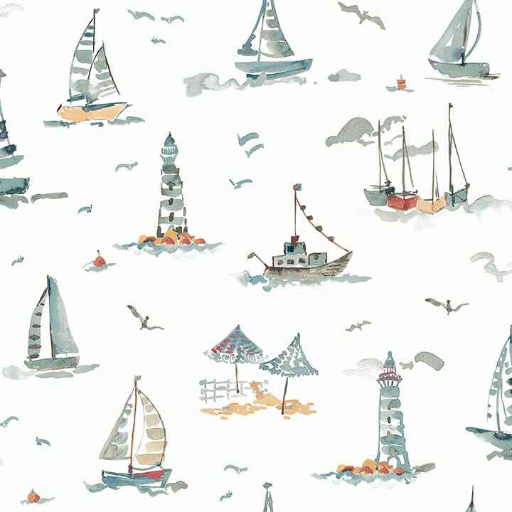 Set Sail Blue Green Peel and Stick Wallpaper - York Wallcoverings - NUS6497
