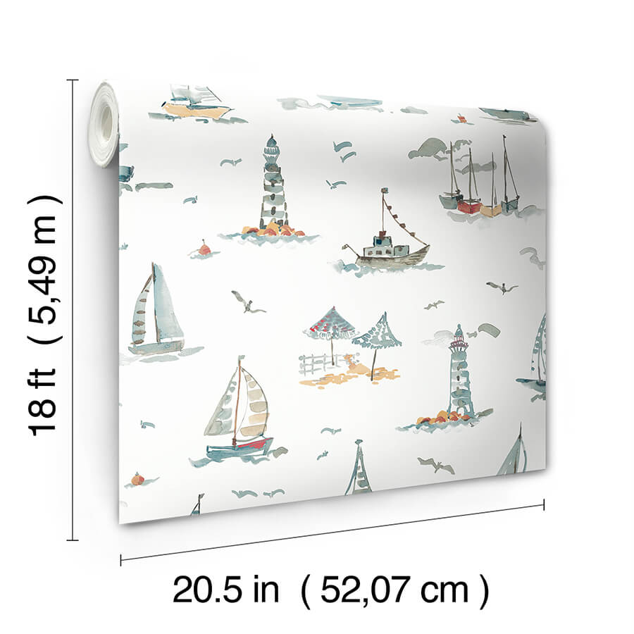 set-sail-blue-green-peel-and-stick-wallpaper-york-wallcoverings-nus6497 - York Wallcoverings Wallpaper
